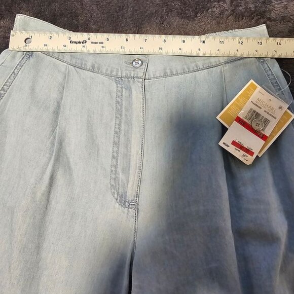 !!!NWT!!! Women's Michael Michael Kors Chambray Wide Leg Pants, XS Petite - Picture 4 of 9